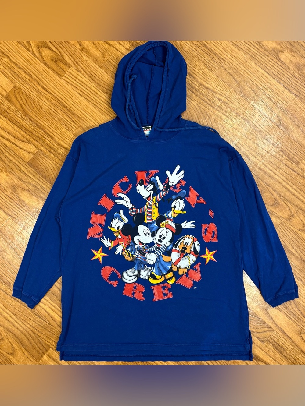 Disney Mickey Unlimited Vintage Y2K Blue Graphic Hoodie Size L